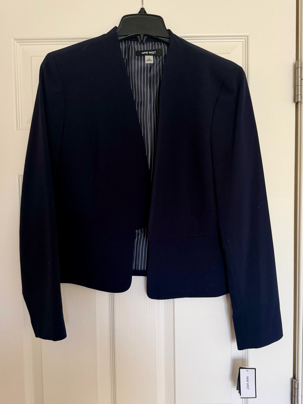 Nine West Dark Navy Open-Front Cropped Blazer